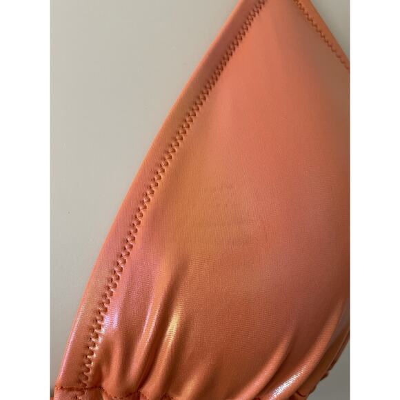 Aerie Swim Triangle Bikini Top Orange Metallic Swimwear - Picture 3 of 11